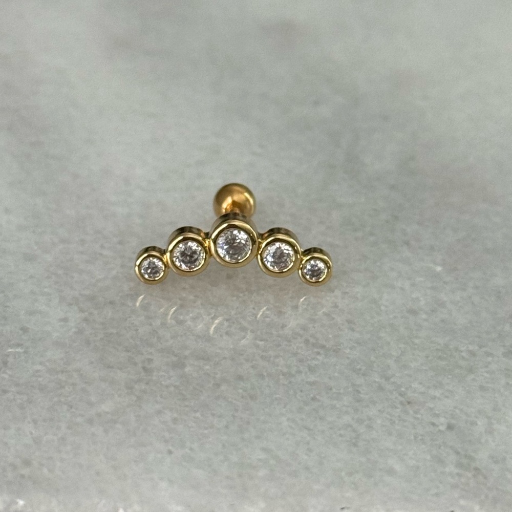 COPY - Gold Round Crystal Arch Cartilage Earring Brand New - Picture 1 of 4